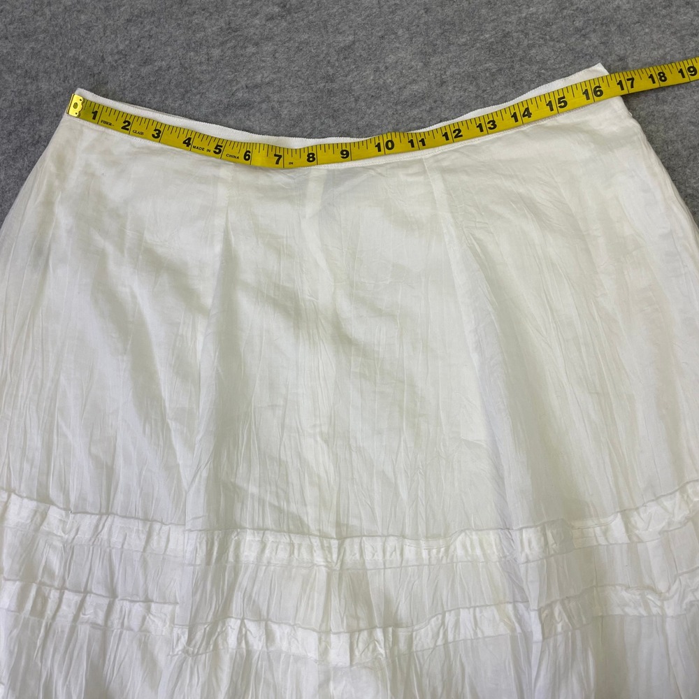 Lauren Ralph Lauren White Crinkled Cotton Skirt Flowy Midi Length Size 12 Boho - Picture 12 of 14